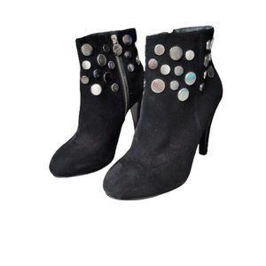 37 Miss Sixty Black Suede Studded High Heeled Booties Ankle Boots